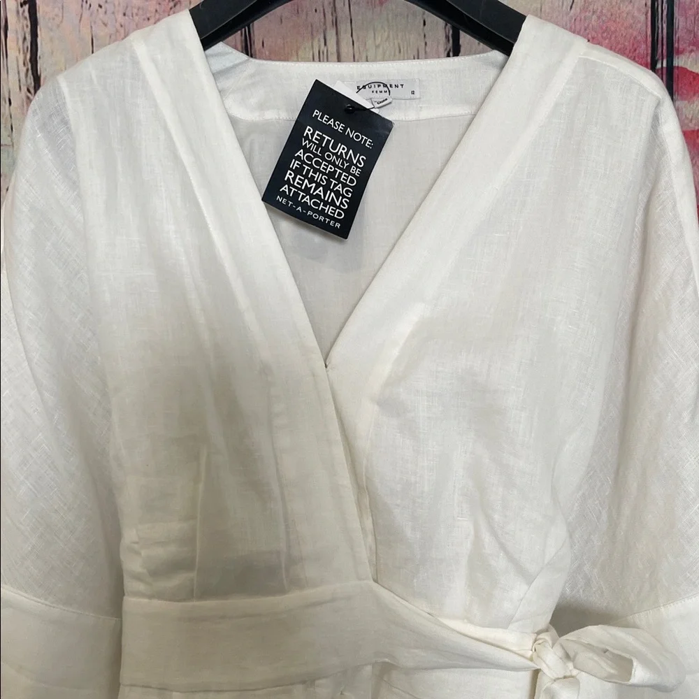 White Linen Equipment Dress 12 - Picture 4 of 9